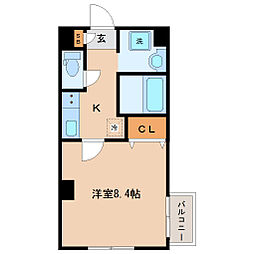 メルベイユ台原 1Kの間取図画像