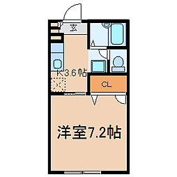みどり荘 1階1Kの間取り