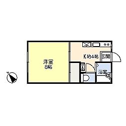 佃野フーガトミー 1Kの間取図画像