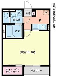 ヴィラ桜草 2階1Kの間取り