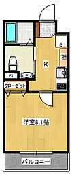 JR可部線 古市橋駅 徒歩8分の賃貸マンション 1階1Kの間取り