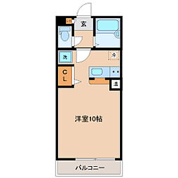 カーサグランデ5 1階ワンルームの間取り