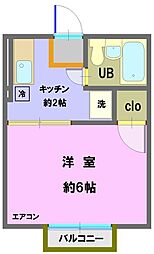 シティハイム ＳＨＩＭＡ 2階1Kの間取り