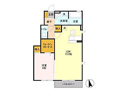 パークドプランタン 1階1LDKの間取り