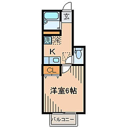 リシュブール赤堤 1Kの間取図画像