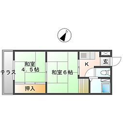 大幸荘 1階2Kの間取り