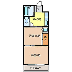 メゾンドール館町 3階2Kの間取り