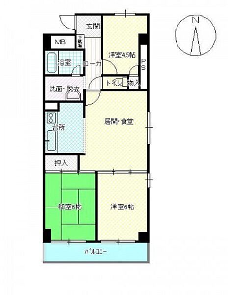 広島県広島市中区八丁堀(賃貸マンション3DK・6階・63.25㎡)の写真 その2