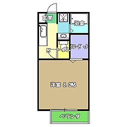 アイビーコートA 1Kの間取図画像