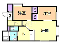 サフランC 2LDKの間取図画像