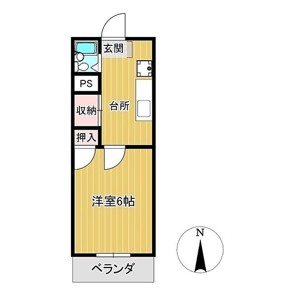 カルム津山ビル 0402｜岡山県津山市沼(賃貸アパート1K・4階・23.12㎡)の写真 その2