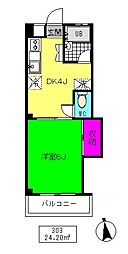 ローヤル上鷺 3階1Kの間取り