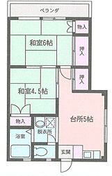 きくちハイツ 2DKの間取図画像
