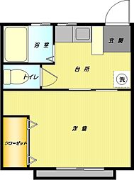 コーポ緑仙 1Kの間取図画像