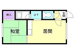 長沢マンション 1DKの間取図画像
