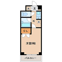 JR仙山線 東照宮駅 徒歩12分の賃貸マンション 2階1Kの間取り