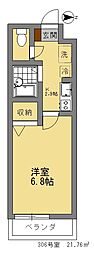 フラッツコーシン 1Kの間取図画像