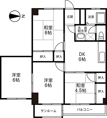 スカイコーポ 403｜福井県福井市北四ツ居町620(賃貸マンション4DK・4階・70.00㎡)の写真 その2