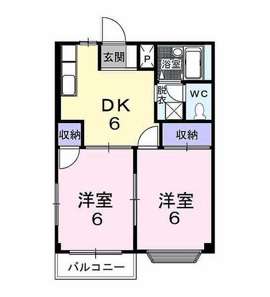 シルクハウスB ｜長野県松本市大字原(賃貸アパート2DK・1階・39.74㎡)の写真 その2