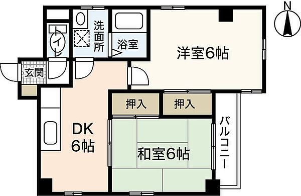 広島県広島市中区大手町4丁目(賃貸マンション2DK・4階・45.00㎡)の写真 その2