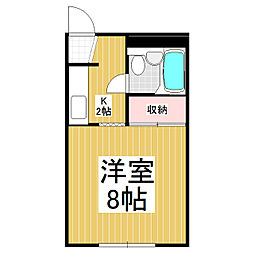 コーポYACHIYO 2階1Kの間取り