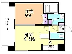 レインボータウン24 7階1LDKの間取り
