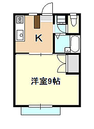 ホワイトメゾン岸本 1Kの間取図画像