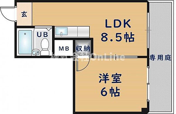 ピースハイツ長堂A棟 ｜大阪府東大阪市長堂3丁目(賃貸マンション1LDK・2階・30.00㎡)の写真 その2