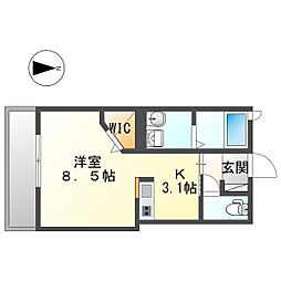 マストライフ川崎平間Ｂ棟 1階1Kの間取り