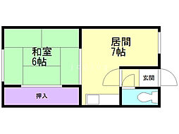 ＴＫマンション 2階1DKの間取り