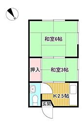 陽光荘 2階2Kの間取り