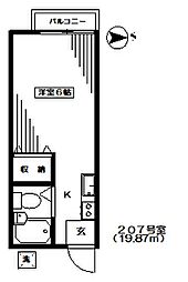 コーポ　エコー 2階1Kの間取り
