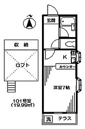 ホームズアイリス 1Kの間取図画像