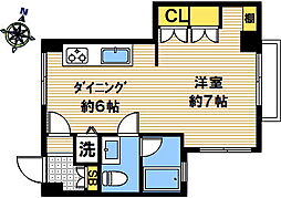 エスポアールポルト 4階ワンルームの間取り