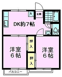 豊徳エルム散田 2DKの間取図画像
