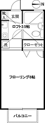 ラミアカーサ 2階ワンルームの間取り