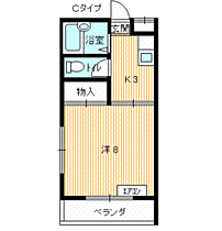 コーポサンモリッヂII 103 ｜ 山口県下関市一の宮本町2丁目（賃貸マンション1K・1階・24.00㎡） その2