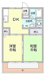 関口ネオコーポ 2DKの間取図画像