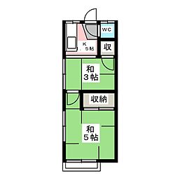 正保荘 2階2Kの間取り