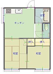 中沢アパート 2Kの間取図画像
