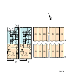 レオパレス行友 2階1Kの間取り