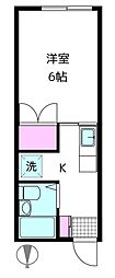 エトワール等々力 1Kの間取図画像