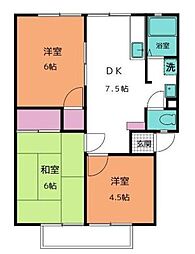 JR山陽本線 東福山駅 徒歩27分の賃貸アパート 2階3DKの間取り