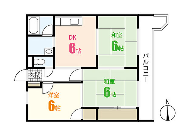 妙マンション ｜広島県広島市安佐南区東野2丁目(賃貸マンション3DK・3階・51.12㎡)の写真 その2