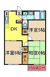JR内房線 八幡宿駅 徒歩6分の賃貸アパート 2階3DKの間取り