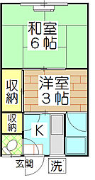 第２北方荘 2階2Kの間取り