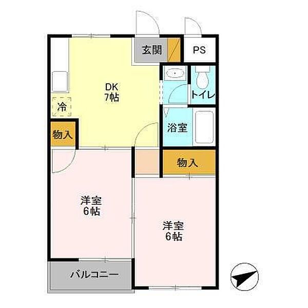 スカイハイツ諏訪 102｜茨城県日立市諏訪町３丁目(賃貸アパート2DK・1階・43.12㎡)の写真 その2