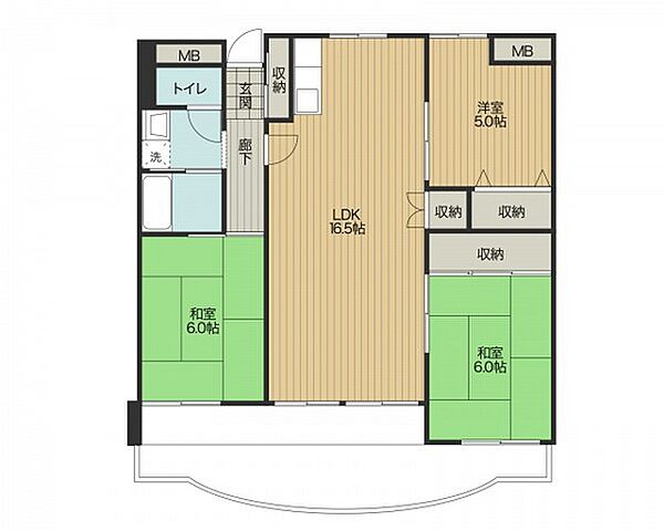 岡山県岡山市北区新屋敷町3丁目(賃貸マンション3LDK・4階・70.92㎡)の写真 その2