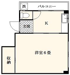 花国ビル 3F 3階1Kの間取り
