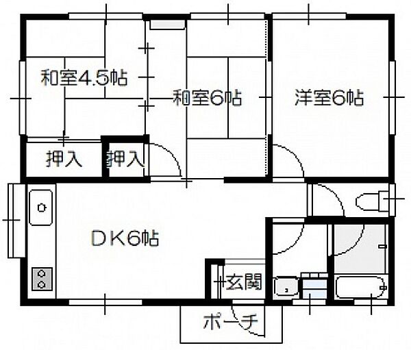 中井貸家（1階部分） ｜広島県広島市佐伯区吉見園(賃貸タウンハウス3DK・1階・52.17㎡)の写真 その2